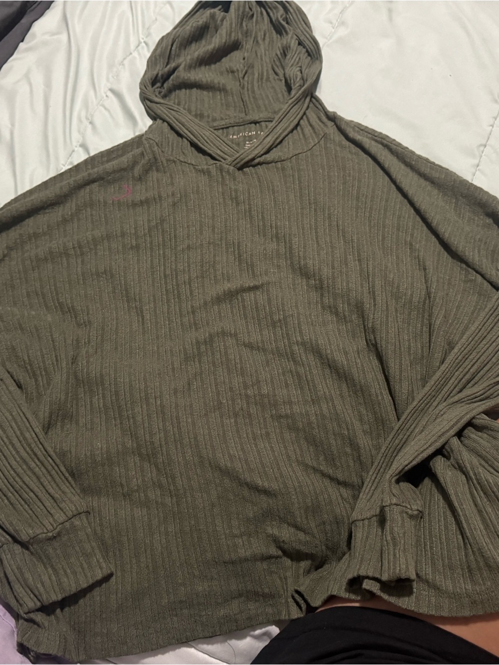 American Eagle Outfitters Olive Ribbed Hoodie